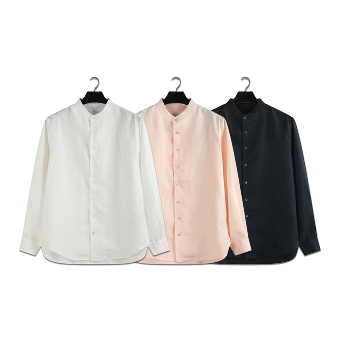 loro piana elia mandarin collar linen shirt